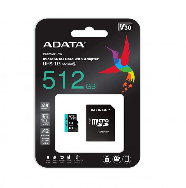 MEMORIA MICRO SD 512GB 4K V30 ADATA AUSDX512GUI3V30SA2-RA1