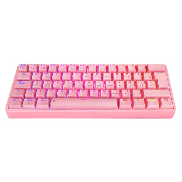 TECLADO GAMING RGB EAGLE WARRIOR KGY182U0001C 60% MECÁNICO ALÁMBRICO ESPAÑOL ROSADO