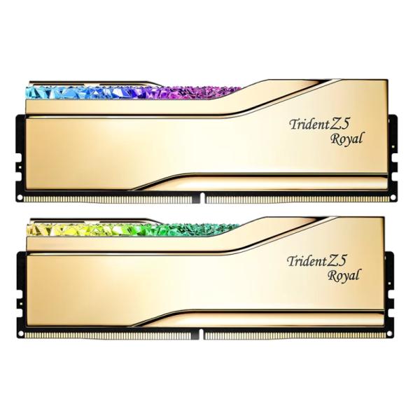 MEMORIA RAM PC 32GB (2 X 16GB) G.SKILL TRIDENT Z5 ROYAL DDR5 7200MHZ CL34-45-45-115 F5-7200J3445G16GX2-TR5G DORADO