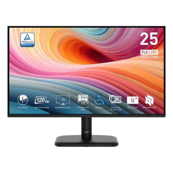 MONITOR GAMING MSI PRO MP251L E2 24.5" PLANO 1920 X1080 120 HZ ANTI-GLARE HDMI Y VGA 9S6-3PD2CM-021 NEGRO