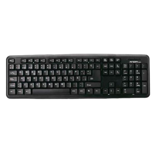 TECLADO CLASICO ARGOM KB-7414 MEMBRANA ALÁMBRICO ESPAÑOL ARG-KB-7414 NEGRO