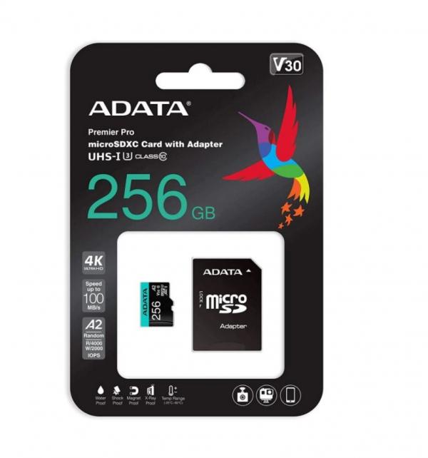 MEMORIA MICRO SD 256GB CLASE 10 ADATA AUSDX256GUI3V30SA2-RA1