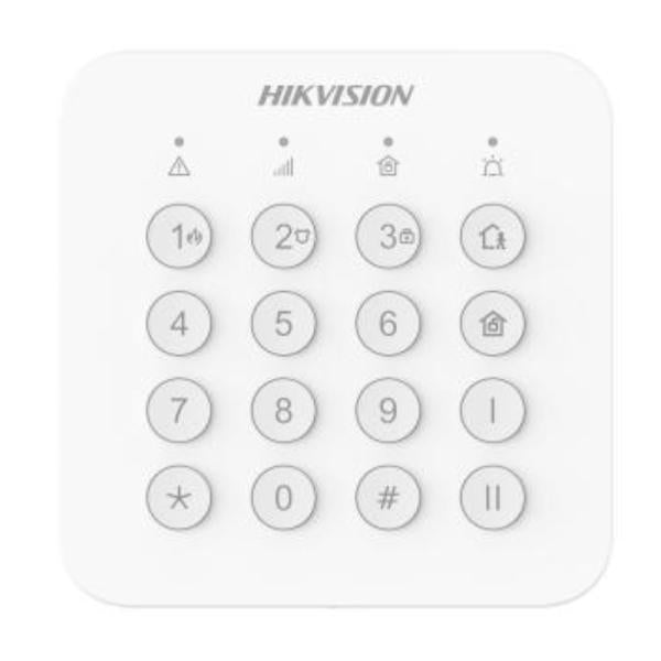 TECLADO PARA ALARMA INALAMBRICO HIKVISION DS-PK201B-WB(O-STD) CORRIENTE MAXIMA 190 MA ALCANCE DE HASTA 1000M 302402336
