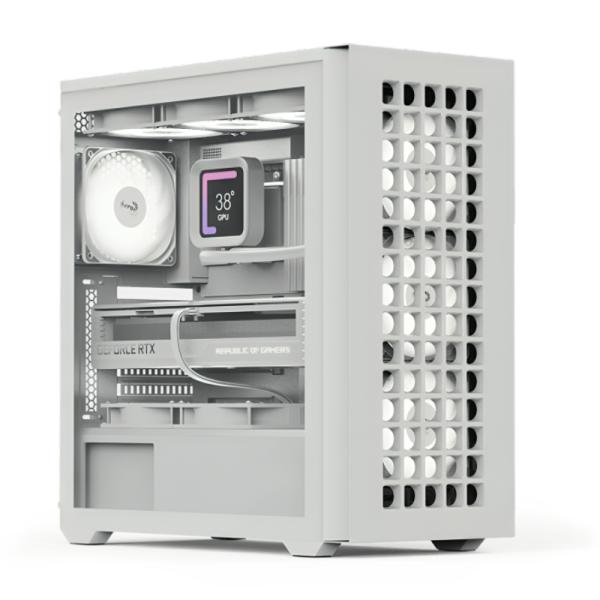 CASE RGB AEROCOOL D502A TORRE MEDIA MALLA 1 ABANICO FRONTAL Y 3 ABANICOS TRASEROS D502A-G-WT-V1 BLANCO