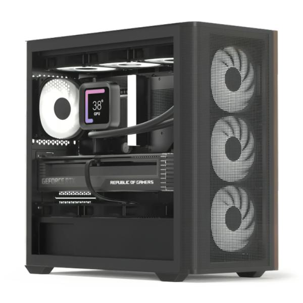 CASE RGB AEROCOOL D301A TORRE PEQUEÑA MALLA 1 ABANICO TRASERO Y 3 ABANICOS FRONTALES D301A-G-BK-V2 NEGRO