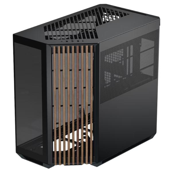 CASE APNX V1-W-BK-V1 TORRE MEDIA PANEL LATERAL DE MADERA 2 PUERTOS USB 3.0 Y 1 PUERTO USB-C APCM-VI01103.11 NEGRO